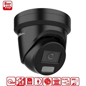 Black 8MP Color POE Security Camera 4K Outdoor  MIC 1/1.8" CMOS 30fps - Picture 1 of 4