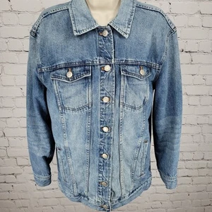 Madewell Blue Denim 100% Cotton Oversized Jean Jacket Pockets Size Medium M - Picture 1 of 15