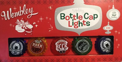 Wembley Holiday Beer Bottle Cap Lights 10 Multi-Color String Light Set New - Image 1 of 4