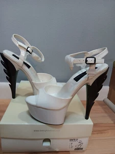 Highest Heel Collection 6" Ignite-21 White w Black-Flame heel-US size 7 Women - Picture 1 of 6