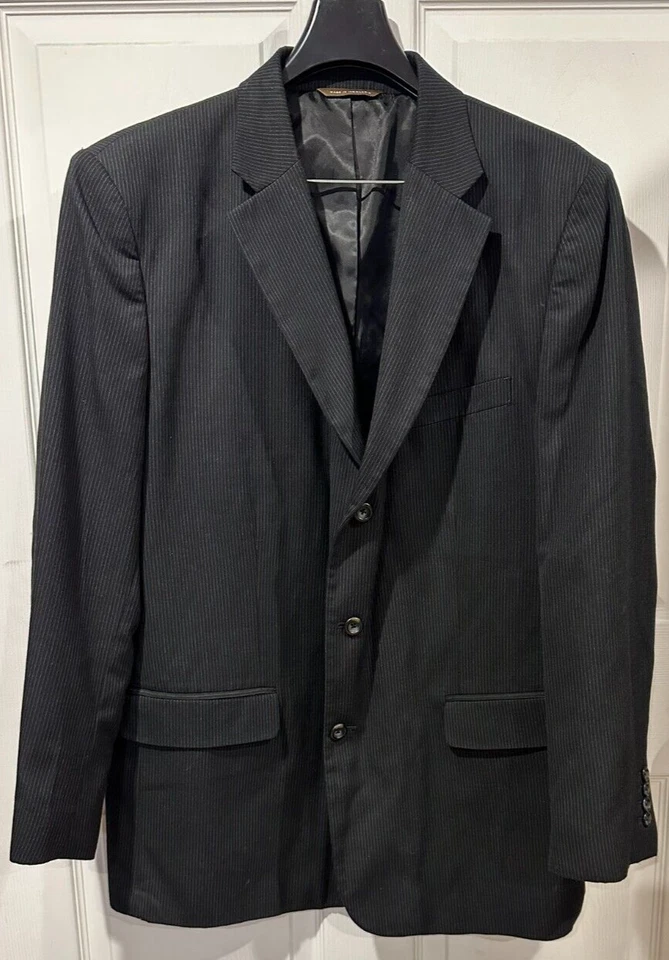Abrigo Blazer Chaqueta Deportivo Merona Para Hombre 3 Botones Negro Pin Rayas Talla 48R 044 Foto 1 de 4
