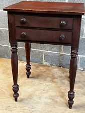 FINE  sheraton 1830s cherry 2 drawer work table side bold  original finish 