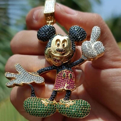 1.75Ct Round Lab-Created Diamond Mickey Mouse Pendant 14K Yellow Gold Plated - Image 1 of 4