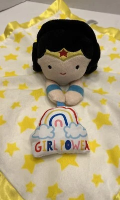Kids Preferred DC Wonder Woman Lovey Yellow Stars “Girl Power” Security Blanket - Image 1 of 4