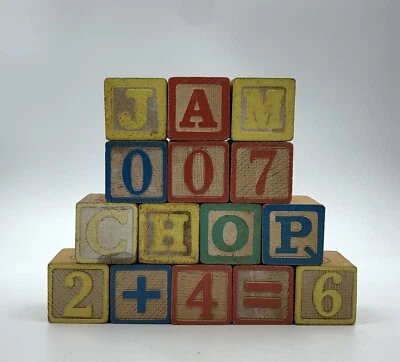 Bloques de alfabeto infantil de madera vintage 15 piezas 1-1/4" Foto 1 de 4