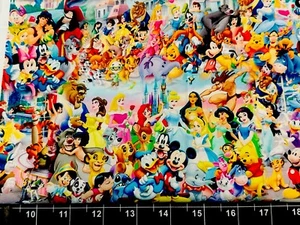 Tina Scrap 9"x14" Custom Mickey Princess Stich Castle Disney World Cotton Fabric - Picture 1 of 1