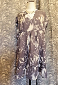 "JUST B" Robe courte Ample légère sans manche 100% SOIE grise T 44 - Imagen 1 de 9