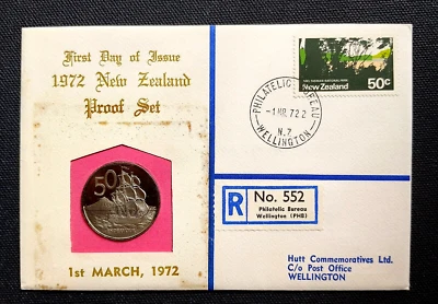 New Zealand - "SHIPS ~ ENDEAVOUR" Proof Set Coin Cover Hutt PNC No.57, 1972 - Image 1 of 4