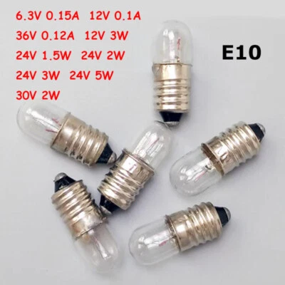E10 Instrument Signal Indicator 6.3/12/24-36V Warning Screw Bulb Lamp 1.5/2/3/5W - Image 1 of 4