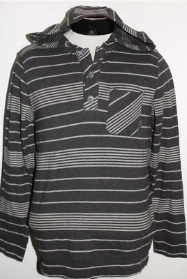 Sudadera Oakley Para Hombre L Negra Rayas Gruesa Con Capucha Cuarto Botón Algodón Bl Foto 1 de 4