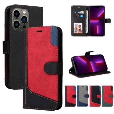 For iPhone 13 12 11 X XS XR SE 6s 7 8 Plus Wallet Card Holder Leather Case Cover - Image 1 of 4