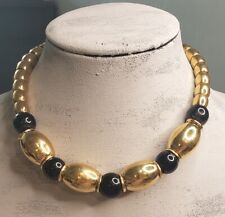 Vintage Napier 80s Style Necklace Choker Gold Tone Chunky Big Bead 17"L Signed
