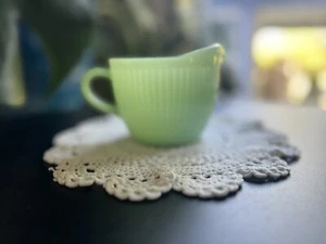 Vintage Anchor Hocking Fire King Jane Ray Green Jadeite Creamer Ribbed - Picture 1 of 6