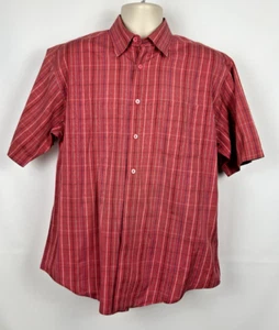 Camisa de algodón con botones Bugatchi Uomo roja a cuadros S/S para hombre - Imagen 1 de 14