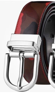 Falari Men’s Reversible Dress Belt Red Camouflage/black 9023 Red Camo M - Picture 1 of 2