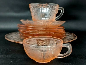 JEANETTE DEPRESSIONSGLAS 1930-1939 KIRSCHBLÜTE ROSA 10 TEILE GESCHIRR - Bild 1 von 12