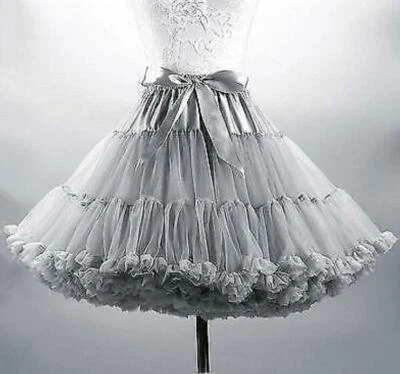 Retro WOmen Short Petticoat Underskirt Skirt Crinoline Slips Tutu Tulle 16" DIWS - Image 1 of 4