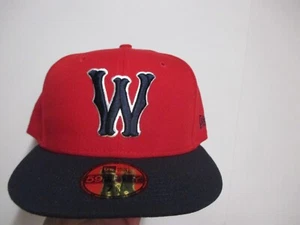 WORCESTER RED SOX (WOOSOX) NEW ERA 5950 MINOR LEAGUE MENS FITTED HAT (7 5/8) RED - Picture 1 of 5