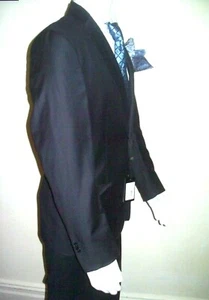  Verri Winter suit Navy Flannel 100% wool 36R striped Suit Super 140' thread 46R - Picture 1 of 20