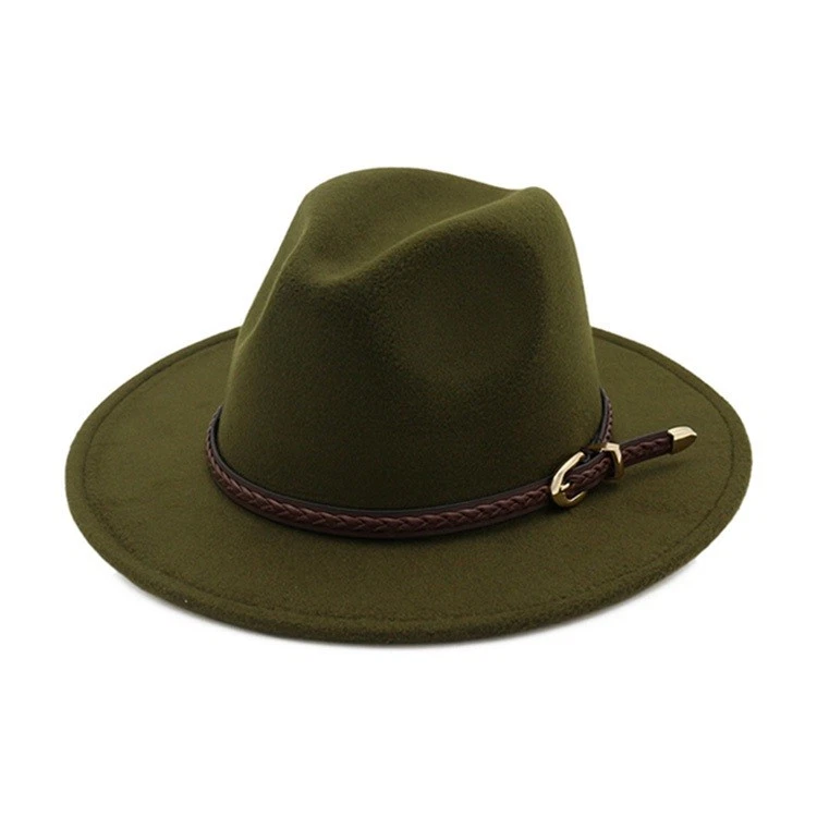 男式女式爵士毛毡 Fedora 帽子保龄球复古皮带 Trilby 宽边帽调整 — 第 1/4 张图片