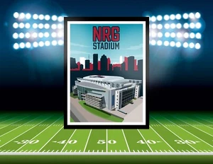 Estampado en estadio NRG - Póster de viaje para fanáticos de los texanos de Houston regalo hombre cueva - Imagen 1 de 9