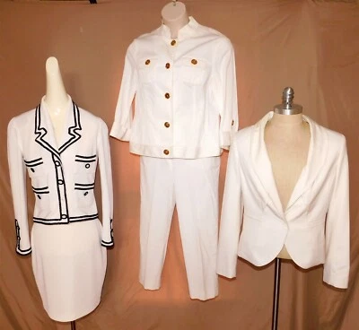 LOTE de 5 piezas de traje blazer falda blanca de la década de 1990 2000 Tadashi Jones New York TLC Foto 1 de 4