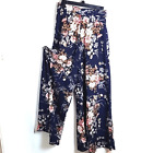 Shein Palazzo Pants, Navy with Pink & Beige Flowers, Size Medium,  NWOT