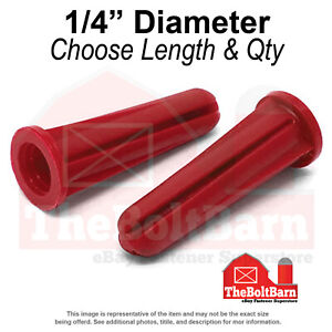 1/4" Conical Plastic Drywall Anchor Red Fits Screws #10 #12 (Choose Quantity)