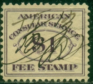 SCOTT # RK3, $1.00 AMERICAN COUNSELOR FEE SERVICE, 1906, USED, GREAT PRICE! - Picture 1 of 1