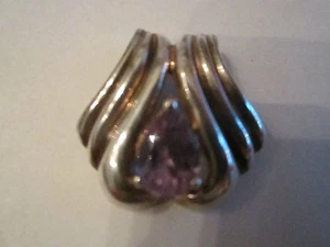 STERLING SILVER & AMETHYST PENDANT - .15 OZ - 1" X 1" - - Picture 1 of 1