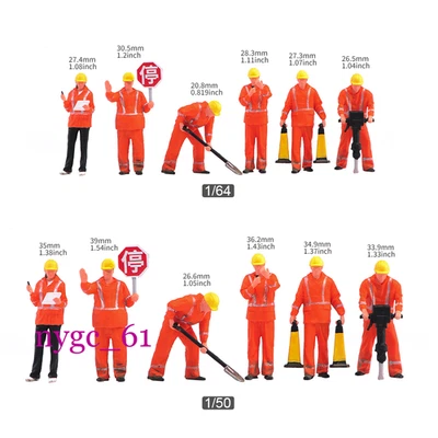 1/64 1/50 construction builder worker Scene Miniatures Figures Doll For vehicle - Image 1 of 4