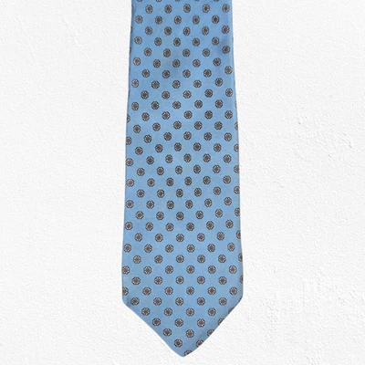 Corbata de cuello Stonehenge vintage años 70 azul claro floral margarita seda hecha a mano 3,25 x 59 Foto 1 de 4