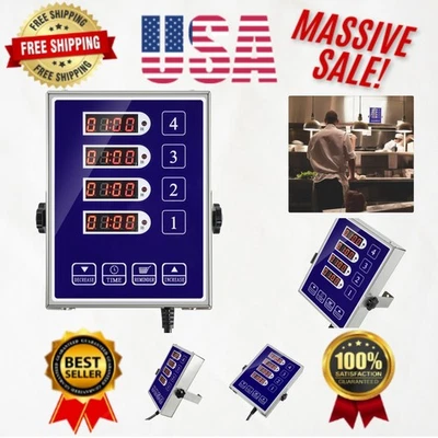 4-Channel Commercial Kitchen Timer - Loud Alarm, Durable Stainless Steel - Image 1 of 4