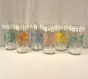 6 vasos de fantasía Hazel Atlas niños de colección astronauta indio pirata vaquero - Imagen 1 de 12
