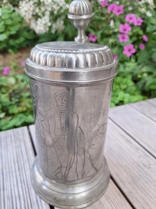 uralt  Walzenkrug  Zinnkrug / Krug  Monogramm   A.B.F.  1816 , punziert IHM - Bild 1 von 5