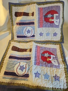 Pottery Barn Kids Quilt Bedding Set Patchwork Athletics Sports  Full/Queen 86x86 - Picture 1 of 16