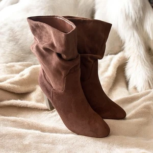 CCOCCI Darby  Block Heeled Boots Womens 8.5 CHESTNUT Microfiber - Picture 1 of 11