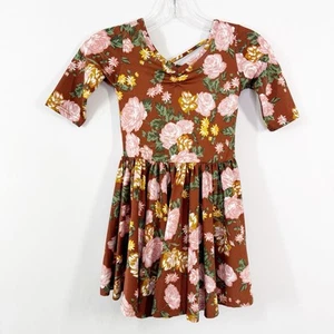 Dot Dot Smile Brown Floral Ballerina Twirl Dress Size 5/6 Casual Cottagecore NEW - Picture 1 of 7