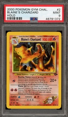 Pokemon Blaine's Charizard Gym Challenge Unlimited Holo #2 FIGHTING SYMBOL PSA 9 - Image 1 of 2