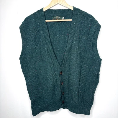 Vintage 90s Orvis Sweater Vest  XL Green Wool Knit Cardigan Fisherma USA Donegal - Image 1 of 4