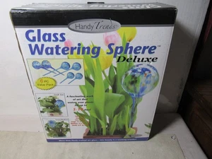 Hand Blown Blue Glass Watering Globes Spheres by Handy Trends 3 Sizes~ Set Of 6 - Picture 1 of 6
