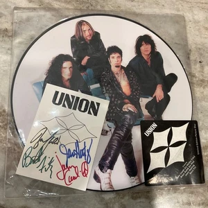 UNION 12" PICTURE DISC w/AUTOGRAPHS  1997 Bruce Kulick John Corabi Mint KISS - Picture 1 of 3