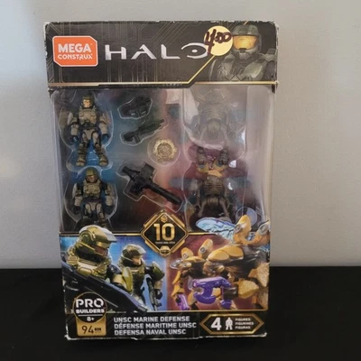 NEW Mega Construx HALO Pro Builders UNSC MARINE DEFENSE 4 Figs 94 PCS 2018 C-pic - Image 1 of 4