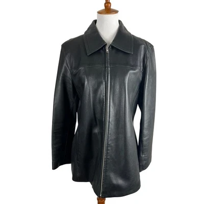 Chaqueta para mujer COACH 1941 de cuero negra con cremallera frontal talla grande mantecosa forrada suave Foto 1 de 4