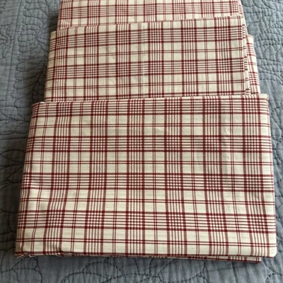 Juego de 3 fundas de almohada Eddie Bauer Home rojas y blancas a cuadros 100 % algodón estándar nuevas Foto 1 de 3