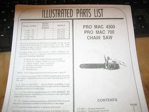 McCulloch Pro Mac 4300, pro mac 700 Parts list  - Picture 1 of 1