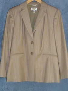 Talbots 6 Blazer 2 Pants Petites Beige Wool Pinstripe Suit NWOT New Talbot's - Picture 1 of 1