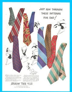 Arrow Ties men's fashion style 1940's patterns vintage print ad 1943 WWII era - Picture 1 of 3