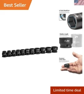 11-Piece 1/2 in. Drive Stubby Impact Socket Set with Superior Grip - SAE Sizes - Picture 1 of 9