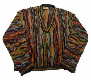 Coogi Classic Australia Cardigan  Sweater Linen Cotton Vintage Biggie Size L AF9 - Picture 1 of 5